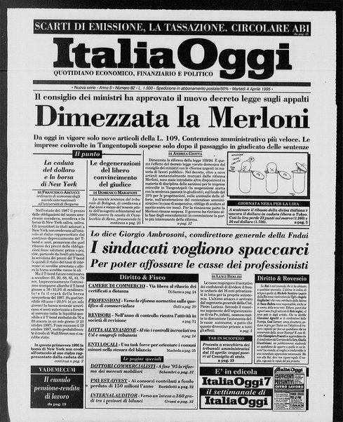 Italia oggi : quotidiano di economia finanza e politica